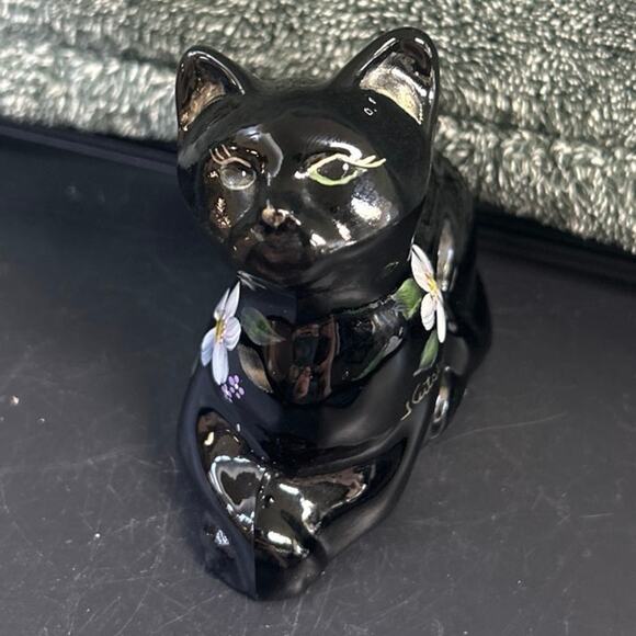 Fenton Lennox Black “Perky Cat” Hand Painted Signed by Artist - Picture 6 of 11